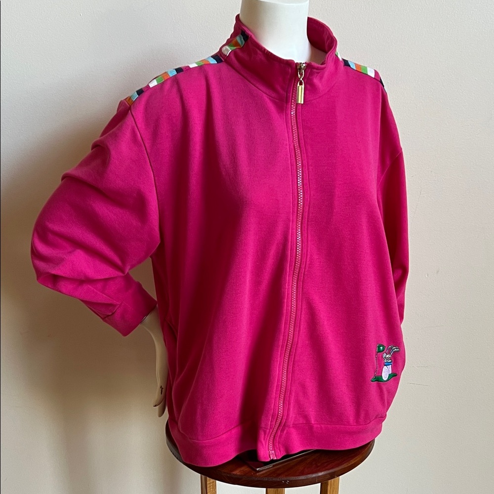 Needle & Thread Fuchsia zip up light Jacket with Multicolor Accents